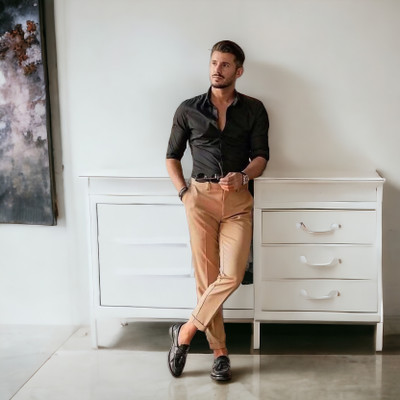 GLAUCUS Straight Fit Men Beige Trousers
