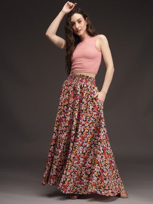Emeros Flared Women Multicolor, Red Trousers