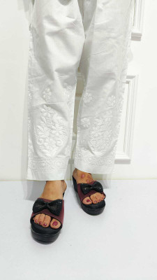 Chikan Mart Regular Fit Women White Trousers