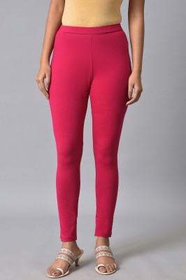 W Ethnic Wear Legging(Pink, Solid)