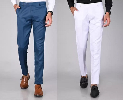 Shree VastraVeda Regular Fit Men Blue, White Trousers