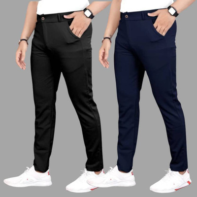 KENDORE Regular Fit Men Black, Dark Blue Trousers