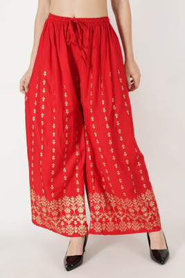 farukhi creation Flared Women Red Trousers