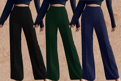 Kasendra Regular Fit Women Black, Green, Blue Trousers