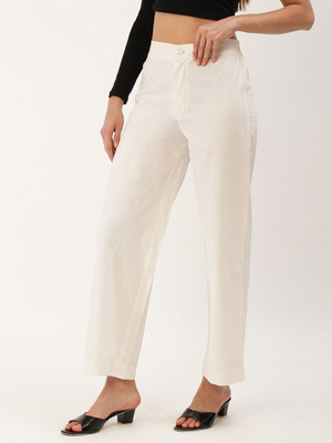 IQRAAR Regular Fit Women White Trousers