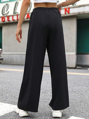 TRUFFLEGUM Loose Fit Women Black Trousers