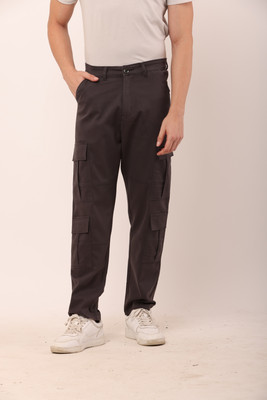 Ice Blue Straight Fit Men Grey Trousers