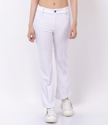 CLOTHINK India Regular Fit Women White Trousers