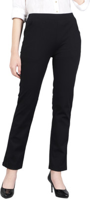 fithub Regular Fit Women Black Trousers