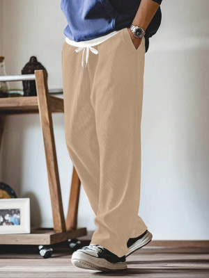 Rajovati Loose Fit Men Cream Trousers