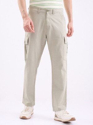 Spykar Straight Fit Men Beige Trousers