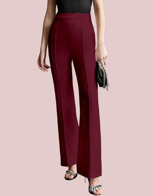 HouseOfCommon Regular Fit Women Maroon Trousers