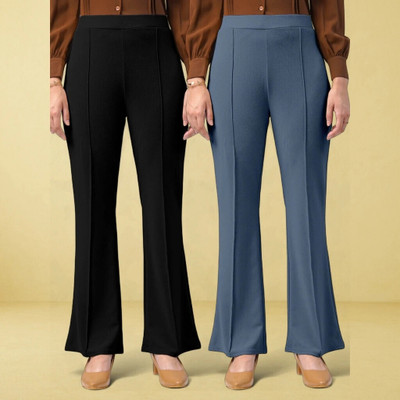 Anitafashion Comfort Fit, Regular Fit Women Black, Grey Trousers