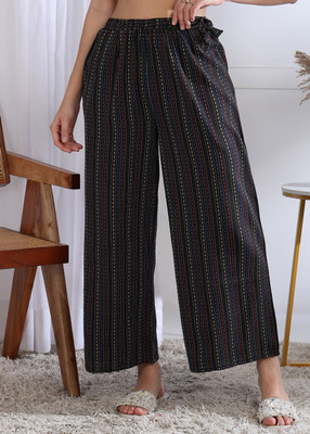 KANCHUK Regular Fit Women Black, Multicolor Trousers