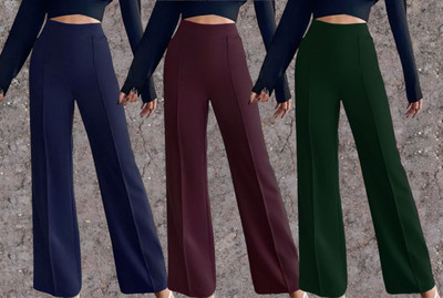 Parona Regular Fit Women Blue, Maroon, Green Trousers