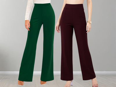METRONAUT Regular Fit Women Green, Maroon Trousers