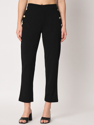 Zastraa Slim Fit Women Black Trousers