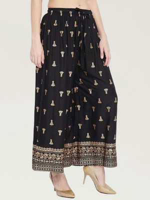 ukal Flared Women Black Trousers