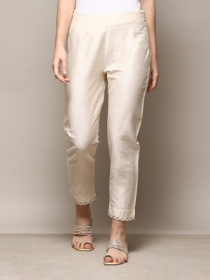 BIBA Regular Fit Women Beige Trousers