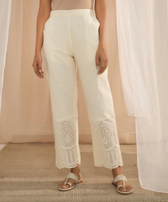 LIBAS Regular Fit Women White Trousers