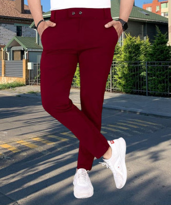 THE PVR CLOTHING Straight Fit Men Maroon Trousers