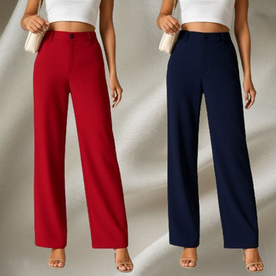 KARIMA INETERNATIONAL Loose Fit Women Dark Blue, Red Trousers