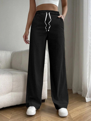 Povaxpo Loose Fit Women Black Trousers