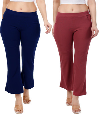 adibaba Regular Fit Women Dark Blue, Pink Trousers