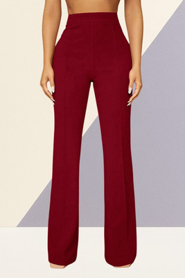 AKOTTY Comfort Fit, Regular Fit Women Maroon Trousers