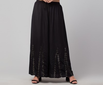 MENSIMPRESSION Flared Women Black Trousers