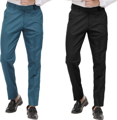 Kavita Fasion Regular Fit Men Dark Blue, Black Trousers