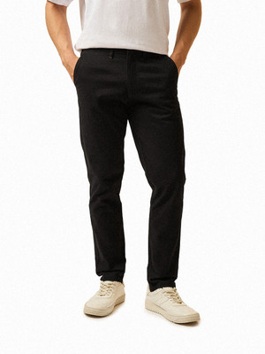 THE BEAR HOUSE Slim Fit Men Black Trousers