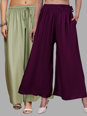 VALLES365 by S.c. Flared Women Purple, Green Trousers