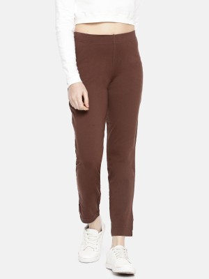 Dollar Missy Dollar Missy Women's Cotton Four-Way Stretchable Kurti Pant Slim Fit Women Brown Trousers