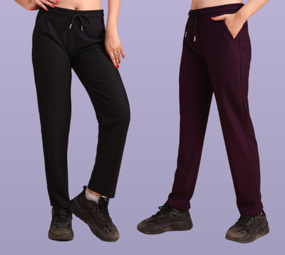 GIBBONTE Solid Women Black, Multicolor Track Pants