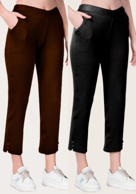 LIVVIE Regular Fit Women Brown, Black Trousers