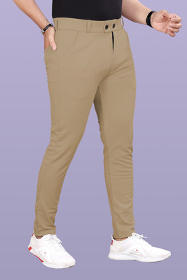 GIBBONTE Slim Fit Men Brown Trousers