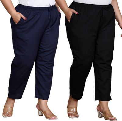 Prin Fashion House Regular Fit Women Dark Blue, Black Trousers