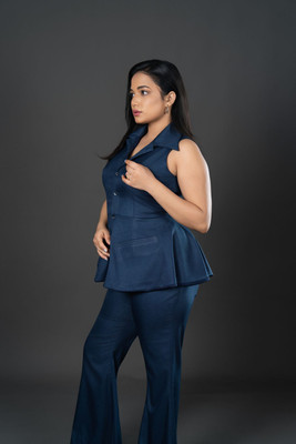 Shop Serve Flared Women Dark Blue Trousers