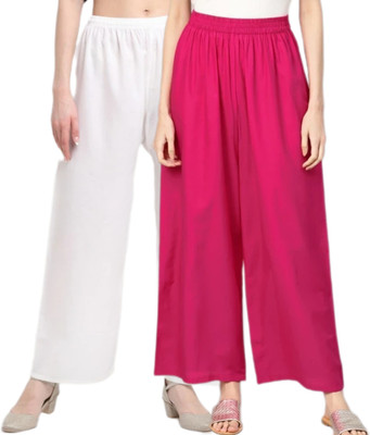 VESTMENT Regular Fit Women White, Pink Trousers