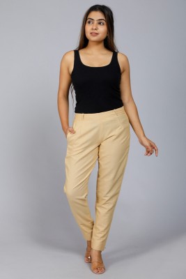 ruhfab Regular Fit Women Beige Trousers