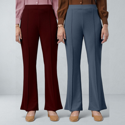 Anitafashion Regular Fit Women Maroon, Grey Trousers