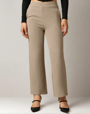 Selvia Comfort Fit Women Beige Trousers