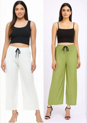AdvibaFashion Regular Fit Women White, Green Trousers
