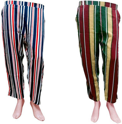 IndiWeaves Regular Fit Women Dark Blue, Green Trousers