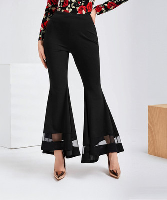 KOTTY Flared Women Black Trousers