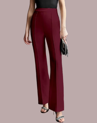 SHAHVEER CREATION Relaxed Women Maroon Trousers