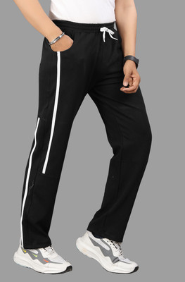 COMBRAIDED Slim Fit Men Black, White Trousers