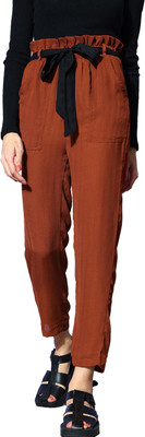 PANIT Slim Fit Women Yellow Trousers