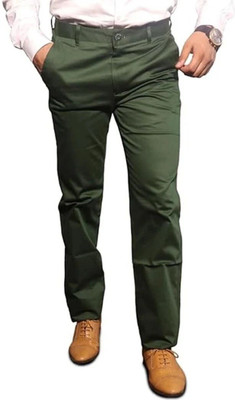 Breakthrough Slim Fit Men Green Trousers